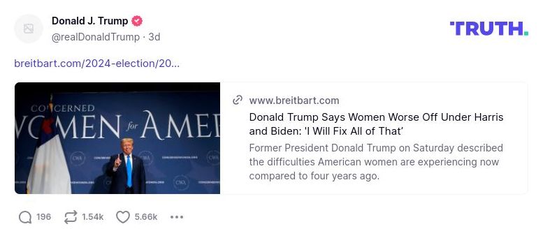 Post preview from Donald Trump