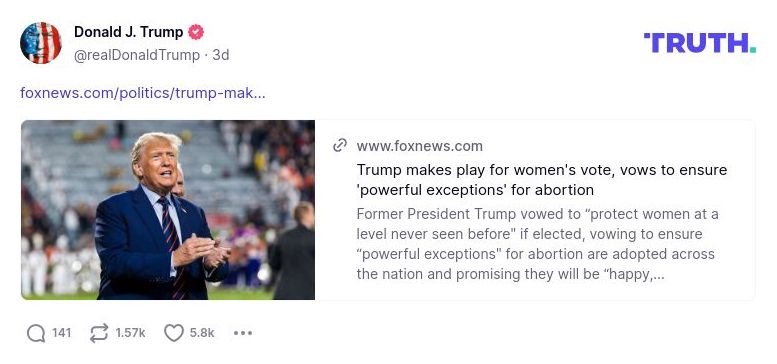 Post image from Donald Trump