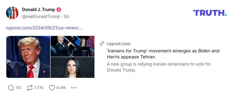 Post preview from Donald Trump