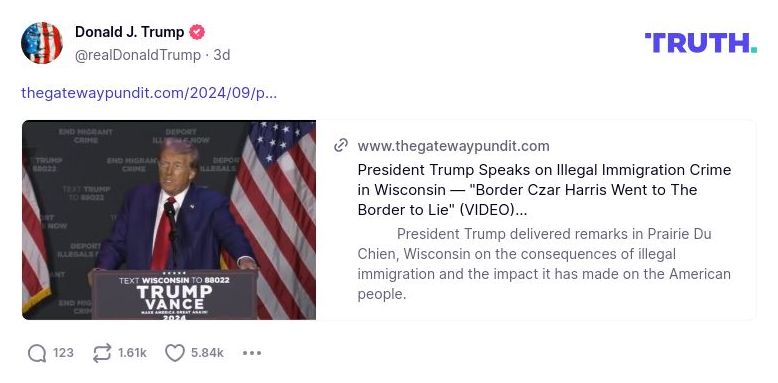 Post preview from Donald Trump