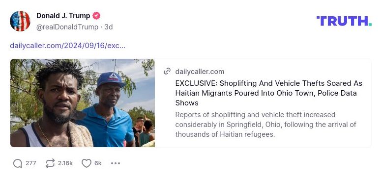 Post image from Donald Trump