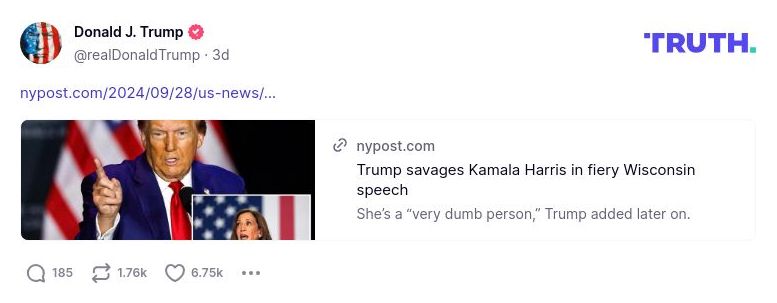 Post image from Donald Trump