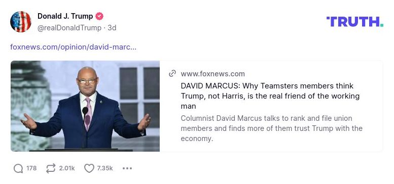 Post image from Donald Trump