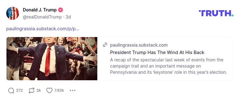 Post image from Donald Trump