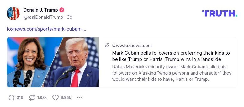 Post image from Donald Trump