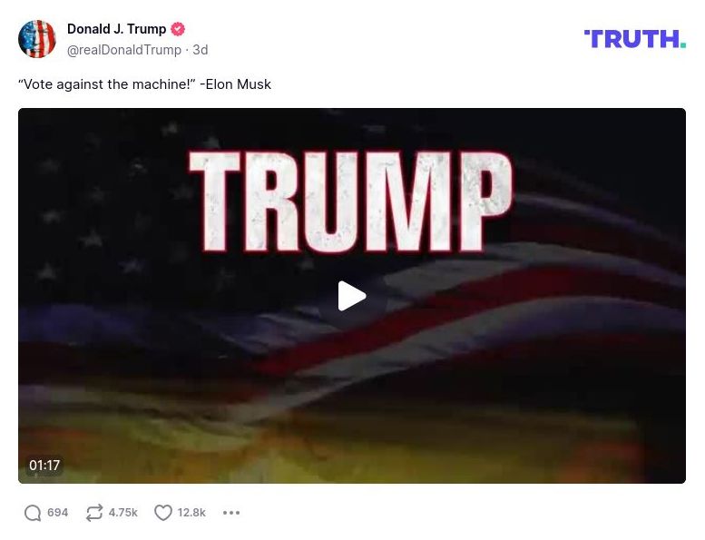 Post preview from Donald Trump