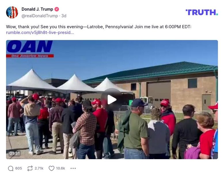 Post image from Donald Trump