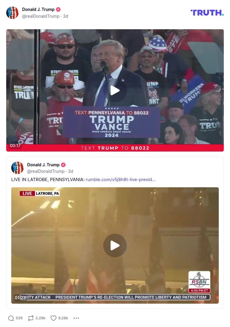 Post image from Donald Trump