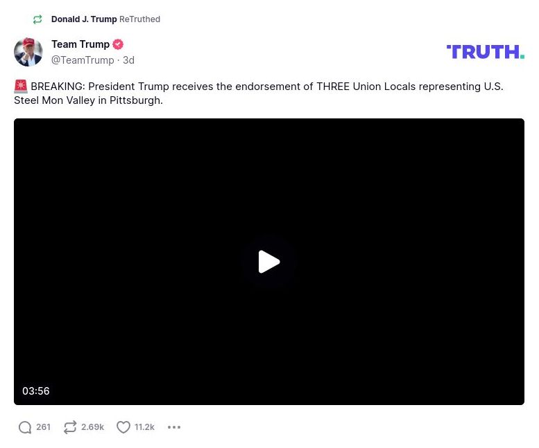 Post image from Donald Trump