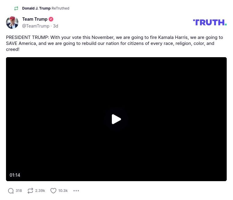 Post image from Donald Trump