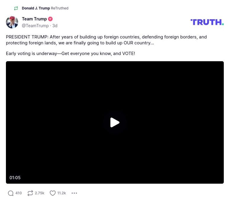 Post image from Donald Trump