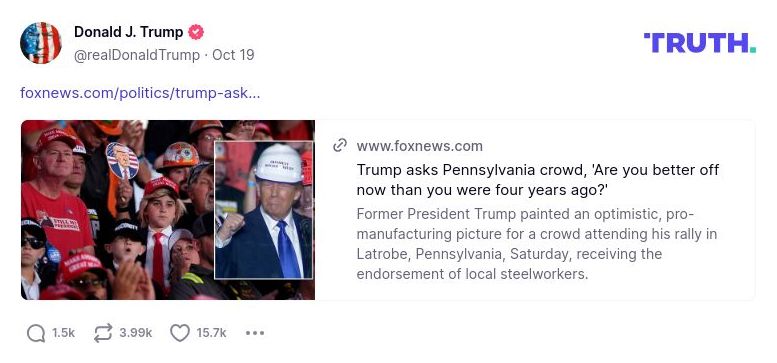 Post image from Donald Trump