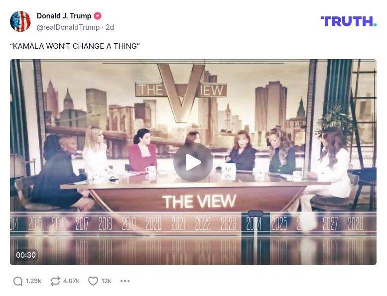 Post image from Donald Trump