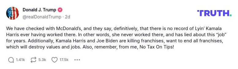 Post preview from Donald Trump