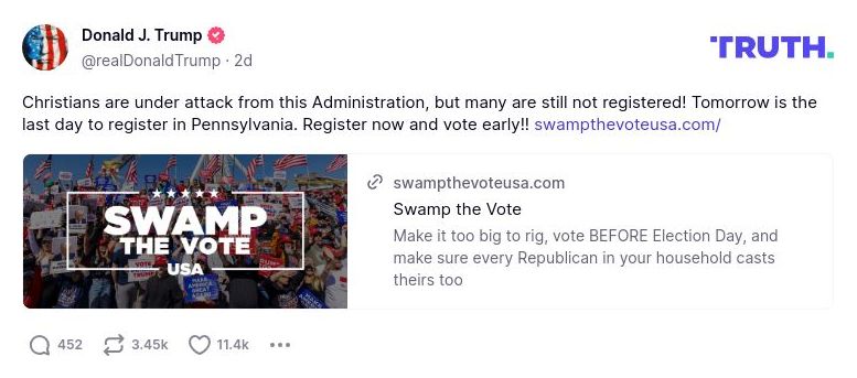 Post image from Donald Trump