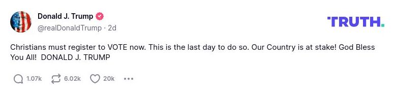 Post image from Donald Trump