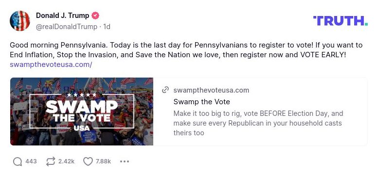 Post preview from Donald Trump