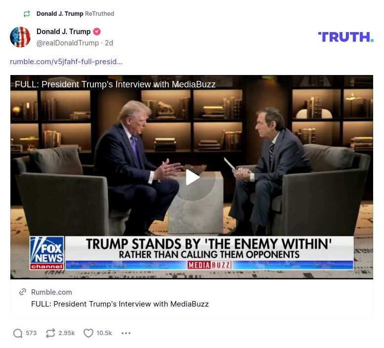 Post image from Donald Trump