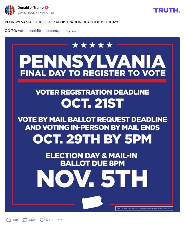 Post image from Donald Trump