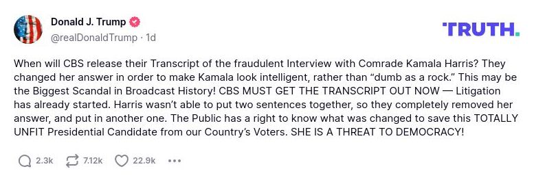 Post image from Donald Trump