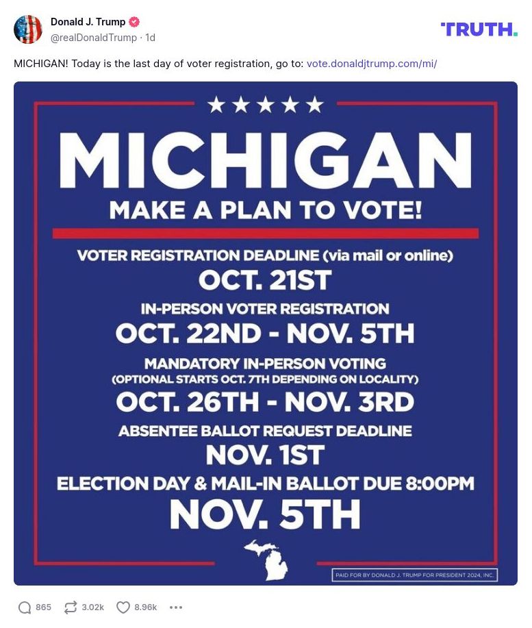 Post image from Donald Trump