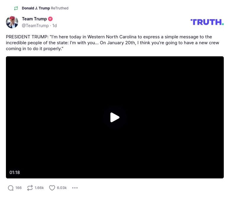 Post image from Donald Trump