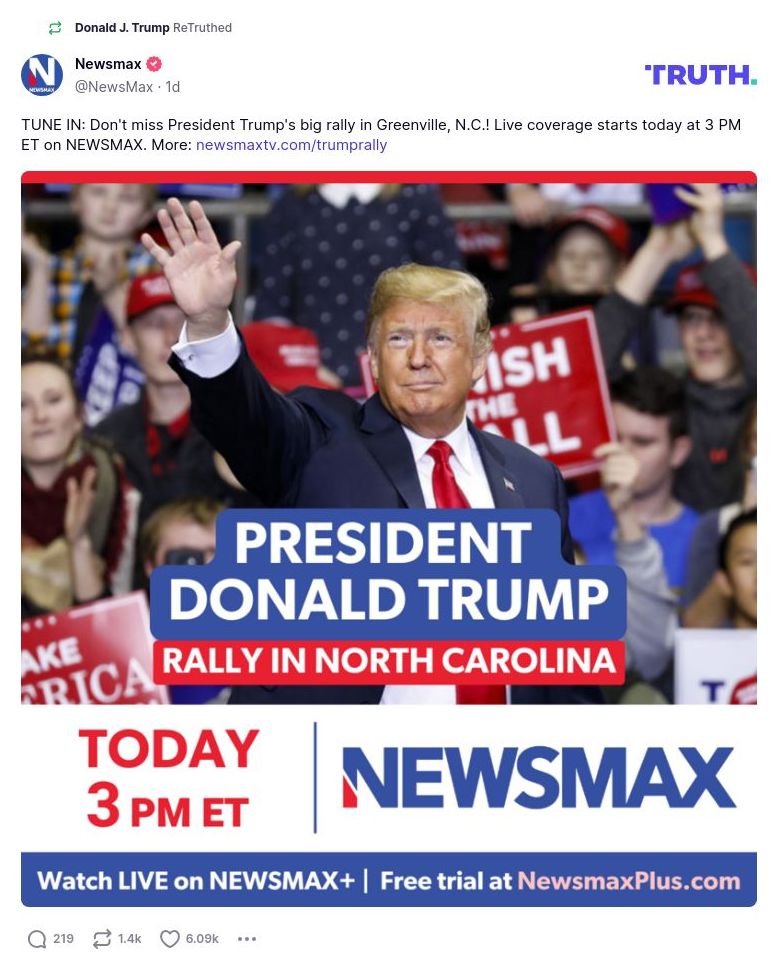 Post image from Donald Trump