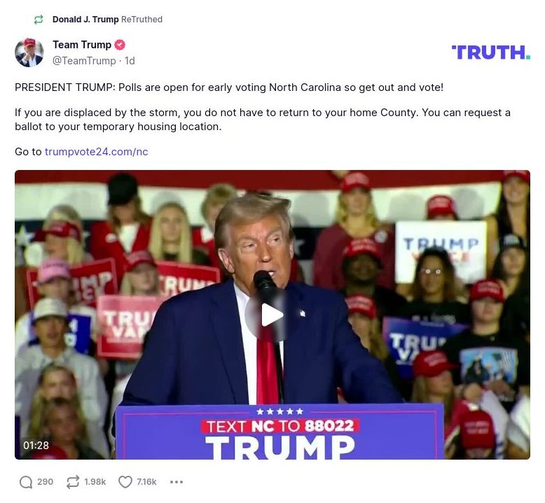 Post image from Donald Trump