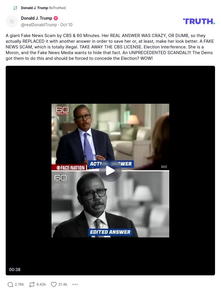 Post image from Donald Trump