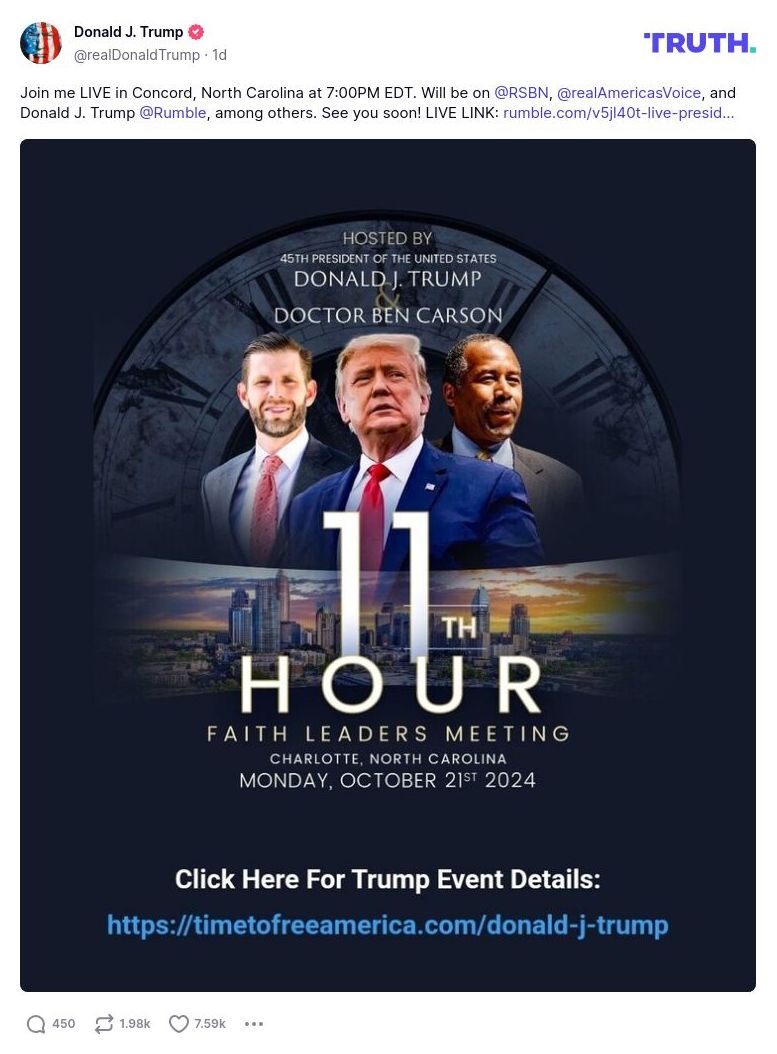 Post image from Donald Trump