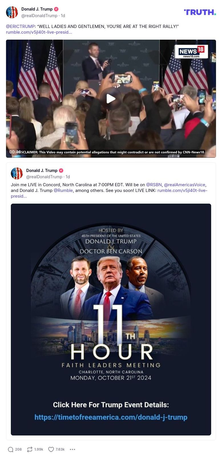 Post image from Donald Trump