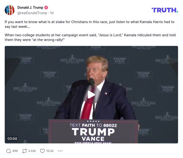 Post image from Donald Trump