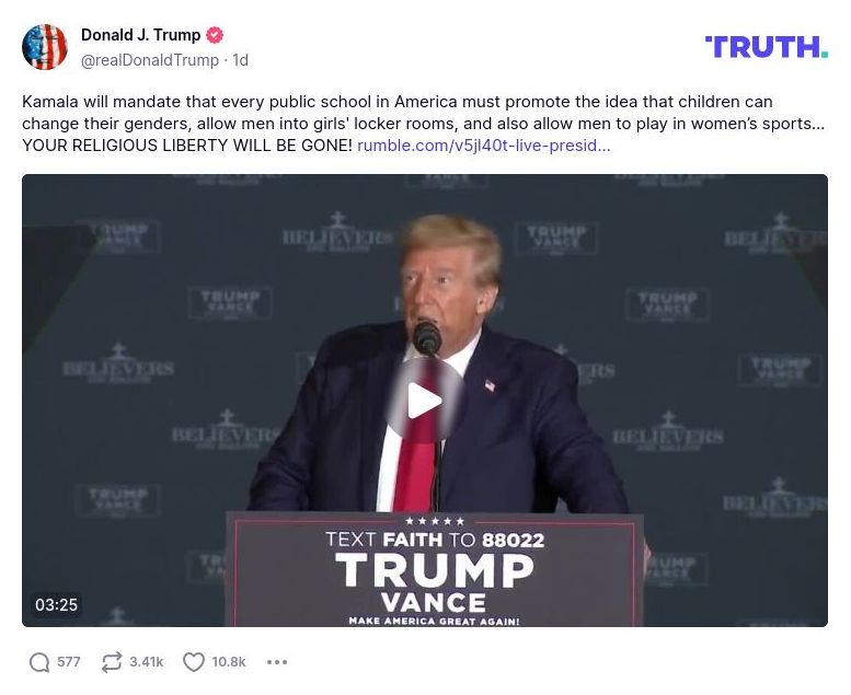 Post image from Donald Trump