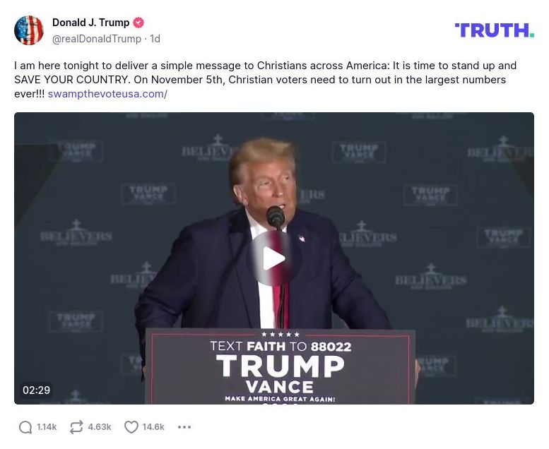 Post image from Donald Trump