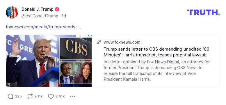 Post image from Donald Trump