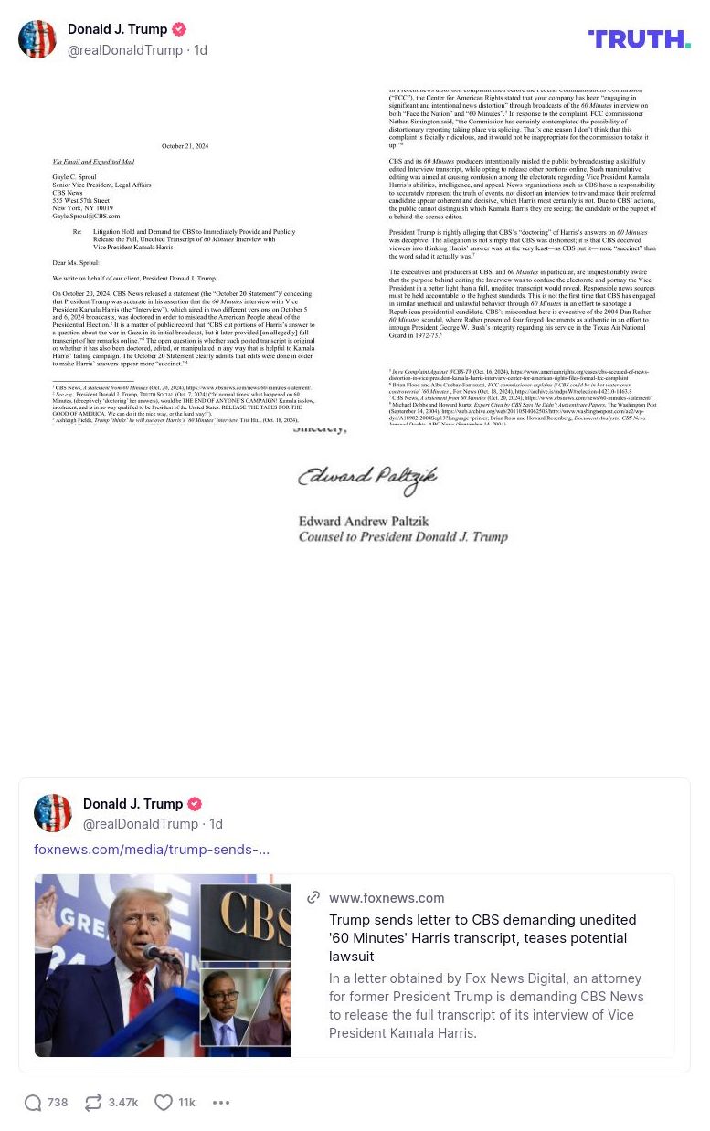 Post image from Donald Trump