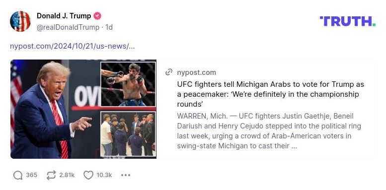 Post image from Donald Trump