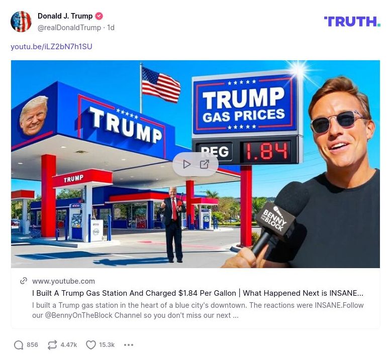 Post image from Donald Trump