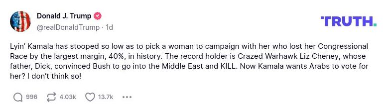 Post image from Donald Trump