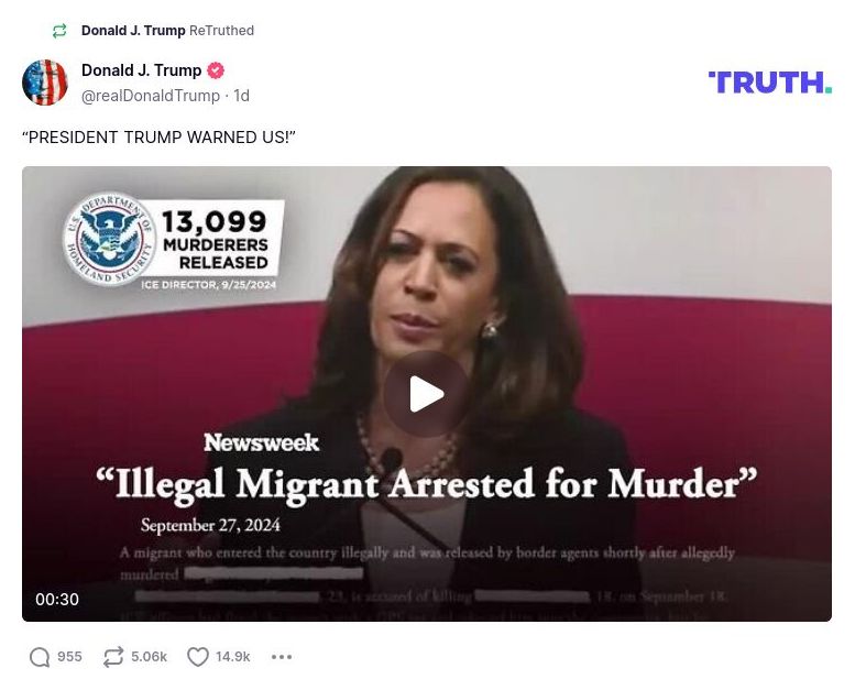 Post image from Donald Trump