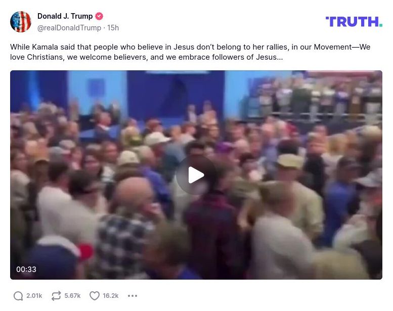 Post image from Donald Trump