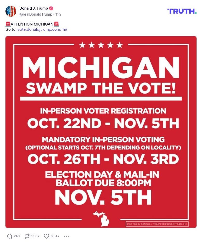 Post image from Donald Trump