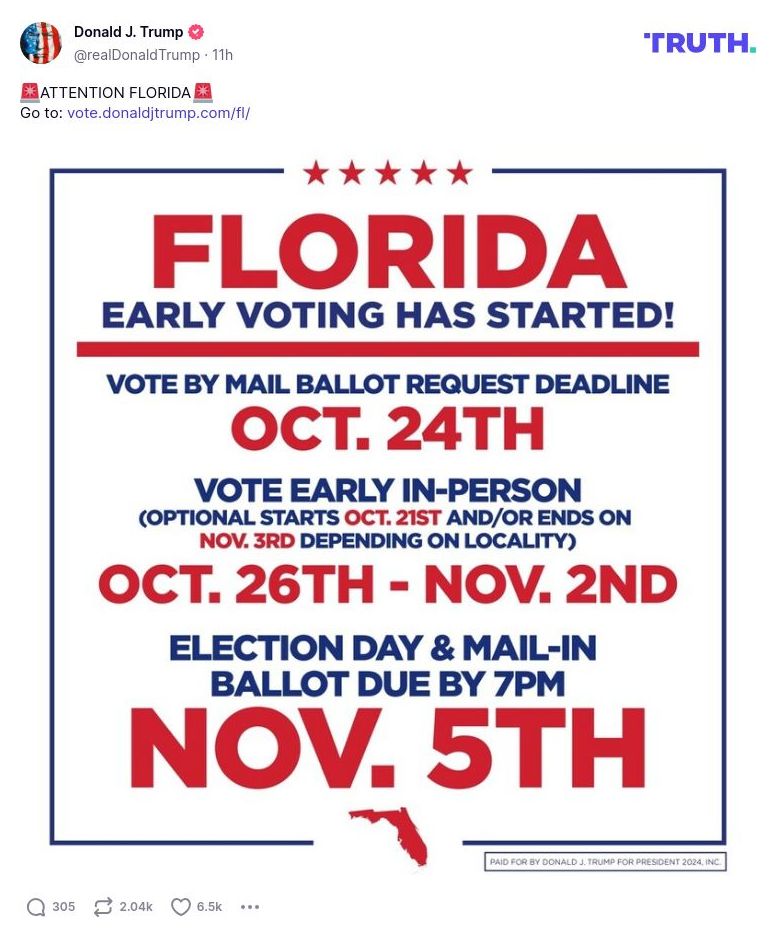 Post image from Donald Trump