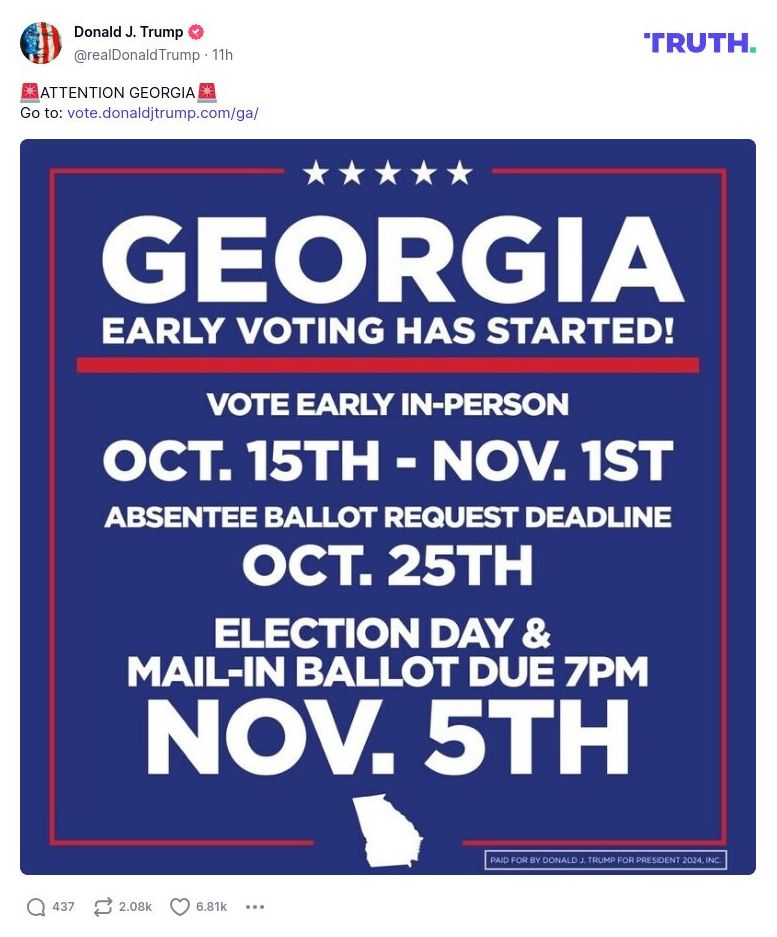 Post image from Donald Trump