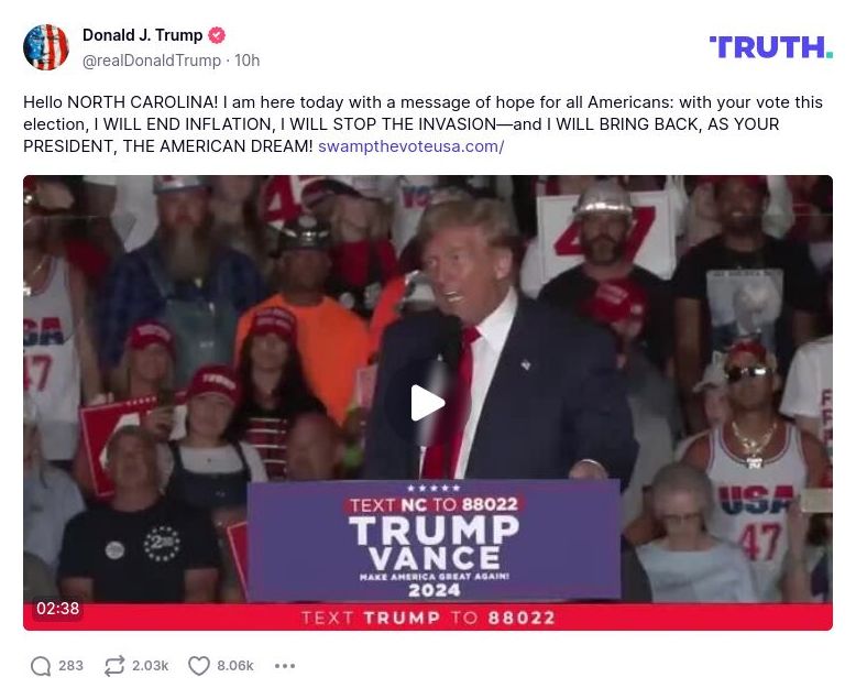 Post preview from Donald Trump