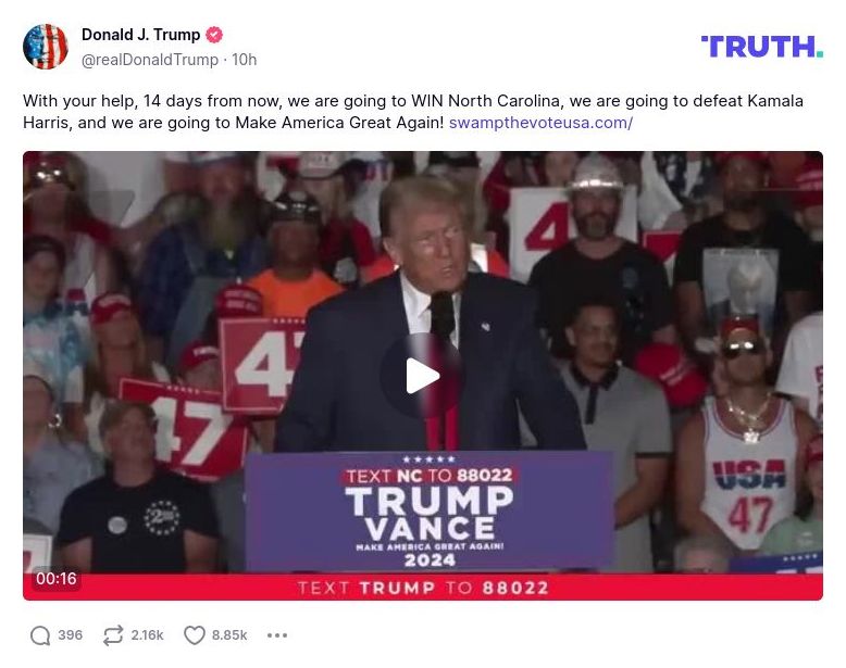 Post image from Donald Trump