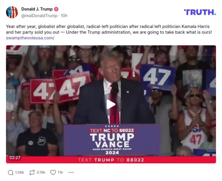 Post image from Donald Trump