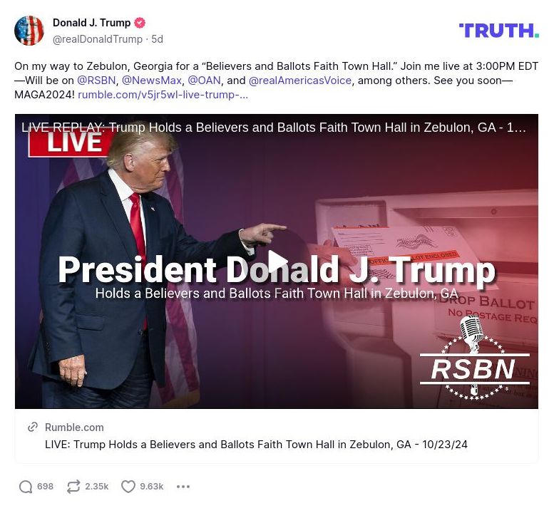 Post image from Donald Trump