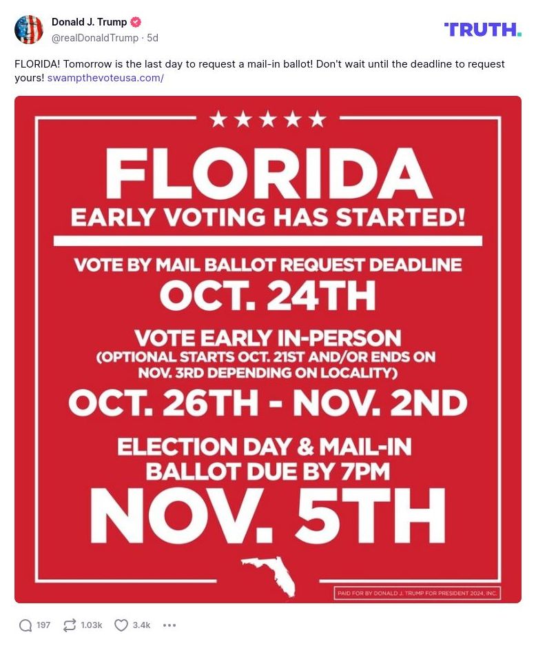 Post image from Donald Trump