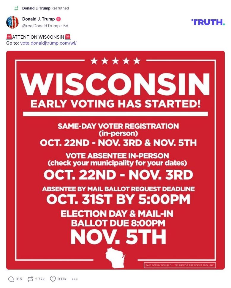 Post image from Donald Trump